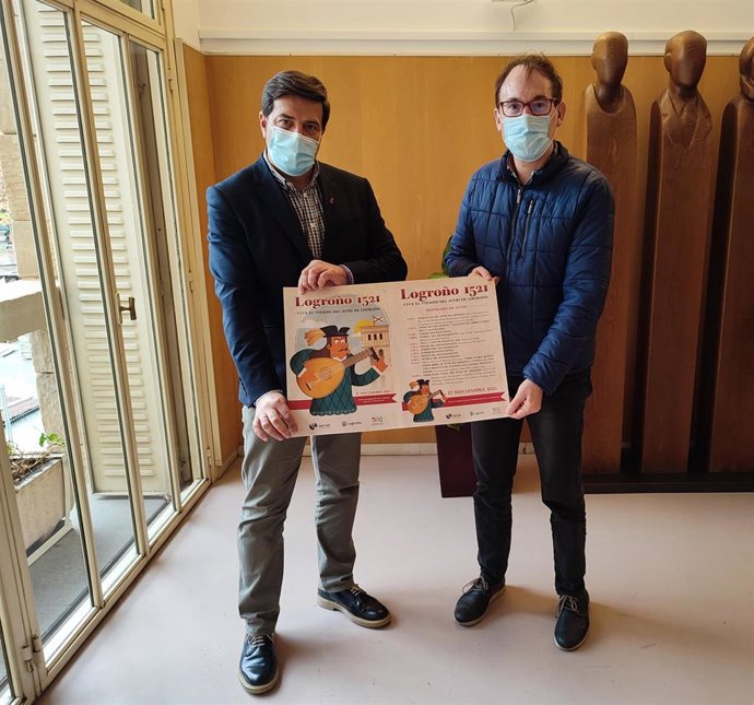 El concejal de Festejos, Kilian Cruz-Dunne y el promotor Ignacio Faulín, presentan las actividades lúdicas de El Sitio de Logroño