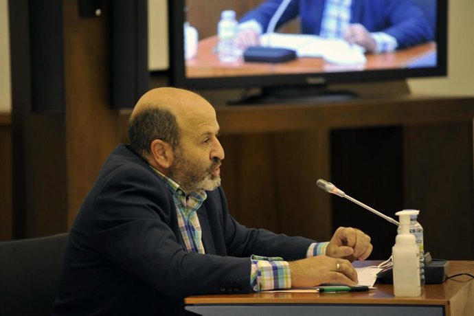 El director general de Política Agraria Comunitaria de la Consejería de Agricultura, Desarrollo Rural, Población y Territorio, Javier Gonzalo, en su comparecencia en la comisión del ramo en la Asamblea.