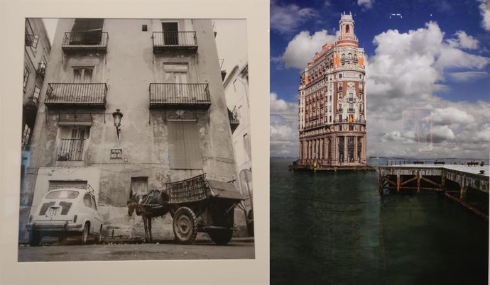 Fotografías de Rafael de Luis Casademunt (derecha) y de Carlos J. Errando (izquierda) en el ciclo de cambio climático del Muvim