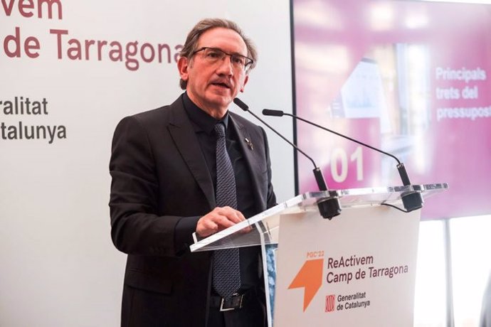 El conseller d'Economia i Hisenda, Jaume Giró, durant la presentació del projecte de llei de pressupostos per al 2022 al Camp de Tarragona