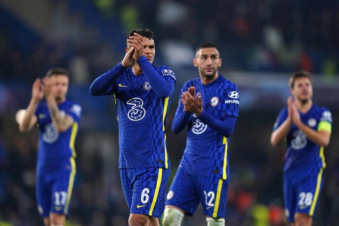 Jugadores del Chelsea en un partido de la Liga de Campeones 2021/22