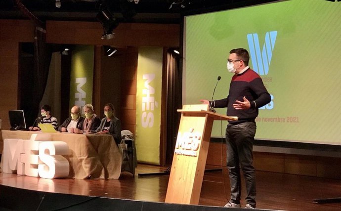 El coordinador de MÉS per Mallorca, Antoni Noguera, durante la Asamblea General.