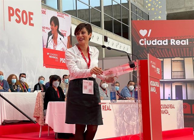La ministra de Política Territorial y portavoz del Gobierno, Isabel Rodríguez, en el Congreso Provincial del PSOE de Ciudad Real