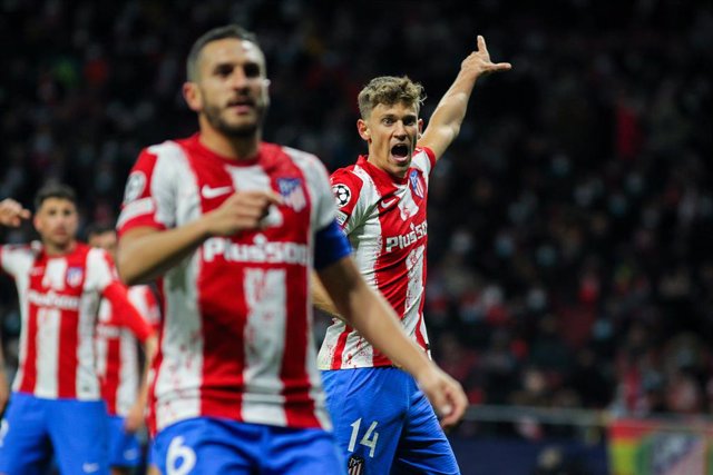Marcos Llorente of Atletico de Madrid gestures during the UEFA Champions League, Group B, football match played between Atletico de Madrid and AC Milan at Wanda Metropolitano stadium on November 24, 2021, in Madrid, Spain.