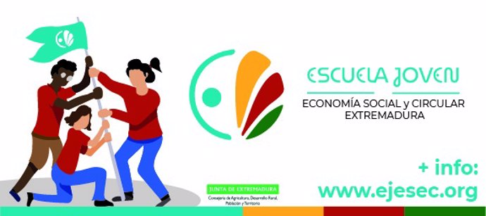 Cartel de la Escuela Joven de Economía Social y Circular de Extremadura