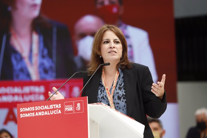 La vicesecretaria general del PSOE, Adriana Lastra, interviene en la primeras jornadas del Congreso del PSOE_A, a noviembre del 2021 en Torremolinos (Málaga). 