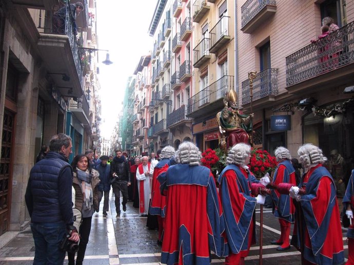 Archivo - Imagen de archivo de la procesión de San Saturnino, patrón de Pamplona