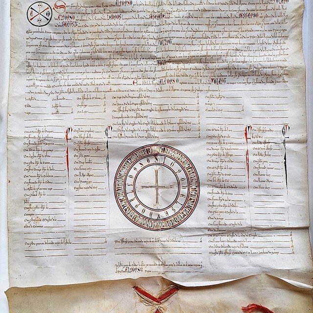 Privilegio Rodado firmado en 1265 por Alfonso X por el que se eximía del pago de impuestos a los clérigos de la ciudad de Toledo.
