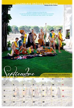 Fotografía de uno de los meses del Calendario Erótico Solidario de Pedrajas de San Esteban (Valladolid).