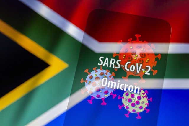Bandera de Sudáfrica en una infografía sobre la variante ómicron del coronavirus