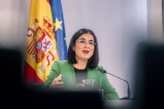 La ministra de Sanidad, Carolina Darias, durante una rueda de prensa tras la Conferencia Intersectorial de Medioambiente conjunta con el Consejo Interterritorial de Salud, a 24 de noviembre de 2021, en Madrid (España). El Interterritorial de Salud se reún