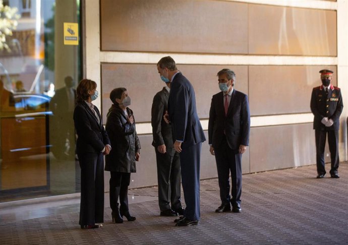 El Rey Felipe VI llega a L'Auditori para el acto de entrega de despachos a nuevos jueces.