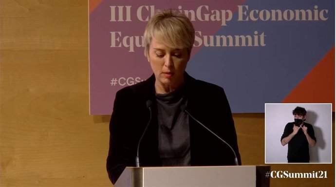 La secretaria de Estado de Digitalización e Inteligencia Artificial, Carme Artigas, en la clausura del tercer foro sobre igualdad económica organizado por ClosingGap, que se ha celebrado este lunes 29 de noviembre de 2021.