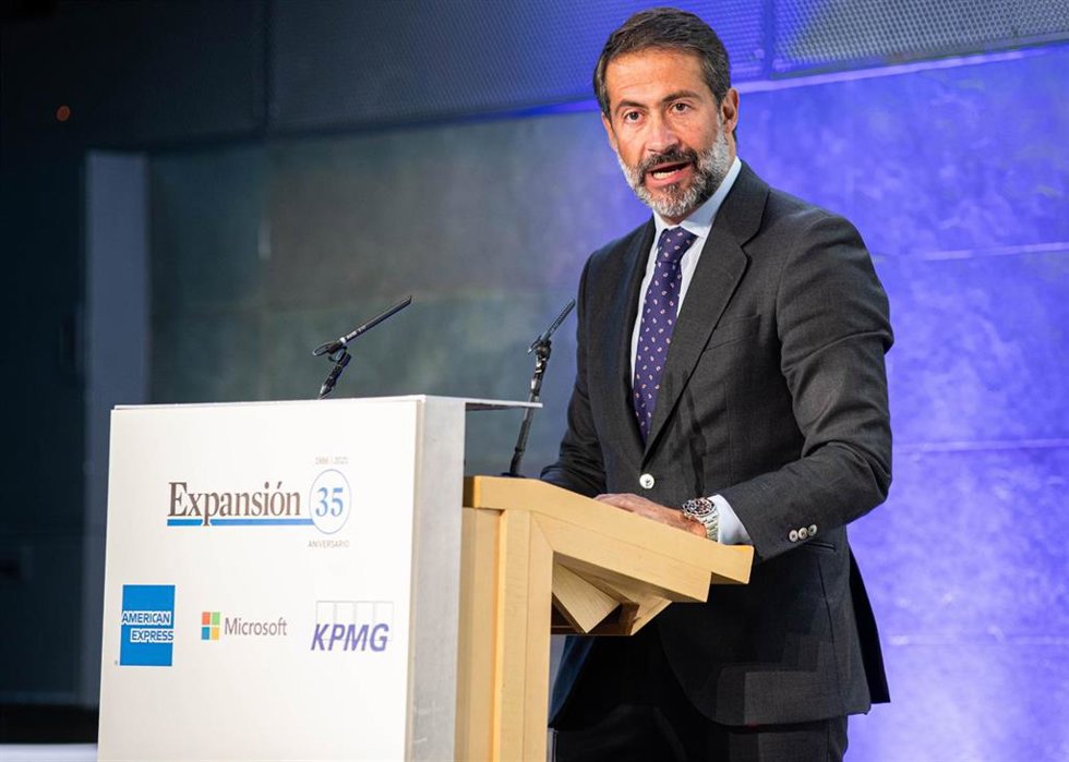 El presidente de KPMG en España, Juanjo Cano, durante el XII Encuentro del Sector Financiero organizado por Expansión, a 29 de noviembre de 2021 en Madrid.