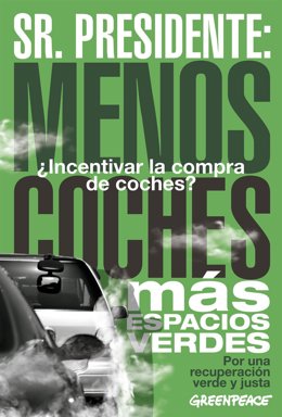 Greenpeace pregunta a Pedro Sánchez en las marquesinas del autobús cuestiones "cruciales" para una recuperación verde y sostenible, como si considera "imbatible" un chuletón.