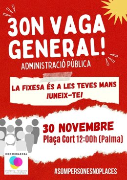 Cartel de la manifestación convocada por Interinos y Temporales de Baleares en Palma.