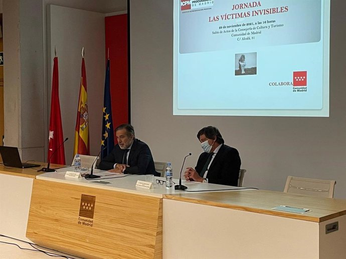 El Consejero De Presidencia, Justicia E Interior De La Comunidad De Madrid, Enrique López,  Durante La Jornada 'Las Víctimas Invisibles', Organizada Por El Ilustre Colegio De Procuradores De Madrid En Colaboración Con El Ejecutivo Regional.