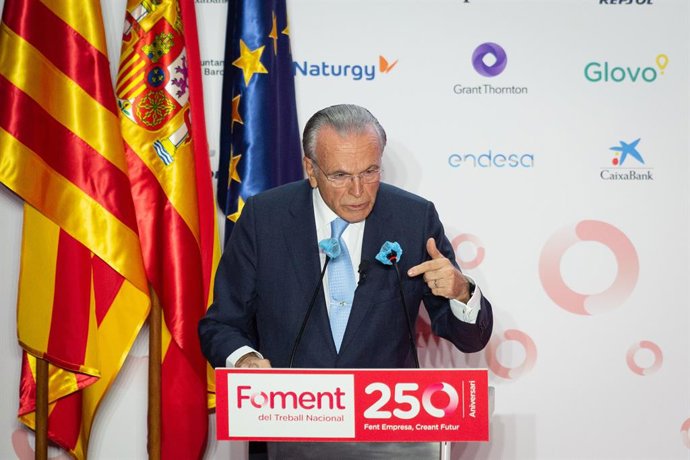 El president de la Fundació La Caixa, Isidre Fainé, en l'acte de celebració del 250 aniversari de Foment del Treball.