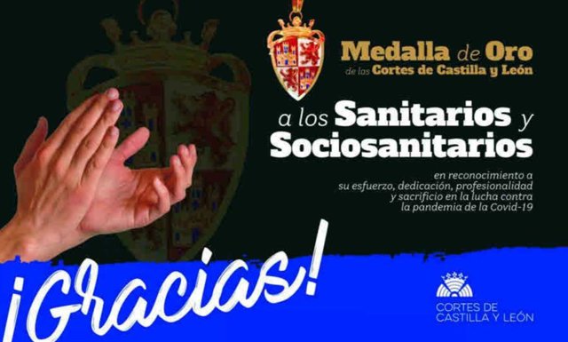 Captura del gráfico sobre la concesión de la Medalla de Oro de las Cortes a los sanitarios