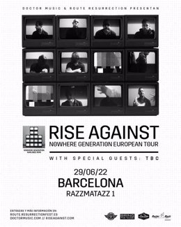 Cartell del concert del grup Rise Against a la Sala Razzmatazz 