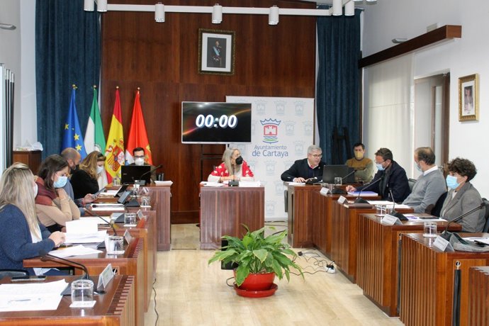 Imagen del pleno celebrado este martes en el Ayuntamiento de Cartaya (Huelva).