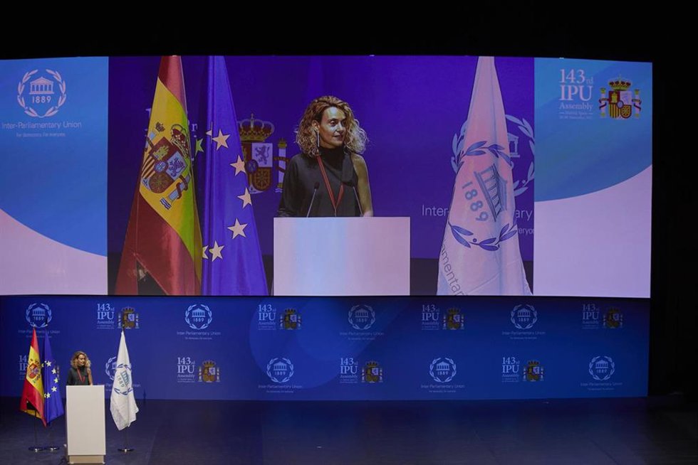 La presidenta del Congreso, Meritxell Batet, interviene en la inauguración de la 143 Asamblea de la Unión Interparlamentaria.