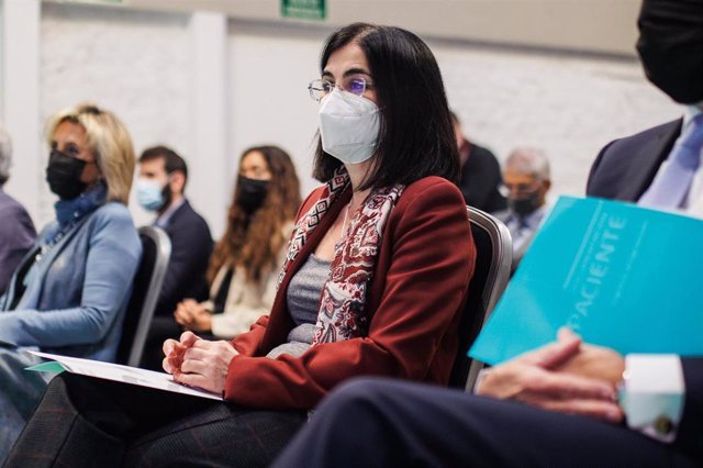 La ministra de Sanidad, Carolina Darias, en el acto de entrega de los Premios Tecnología y Salud 2021, en el Hotel Petit Palace Savoy, a 29 de noviembre de 2021, en Madrid (España). 