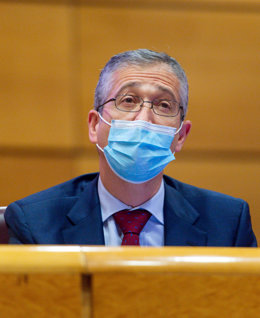 30/11/2021 Senado (Madrid)  El Gobernador del Banco de España Pablo Hernández de Cos, comparece ante la Comisión de Presupuestos del Senado, para informar en relación con el Proyecto de Ley de Presupuestos Generales del Estado para el año 2022.   