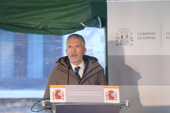 El ministro del Interior, Fernando Grande-Marlaska, en una rueda de prensa a 30 de noviembre de 2021, en Chinchón, Madrid (España).