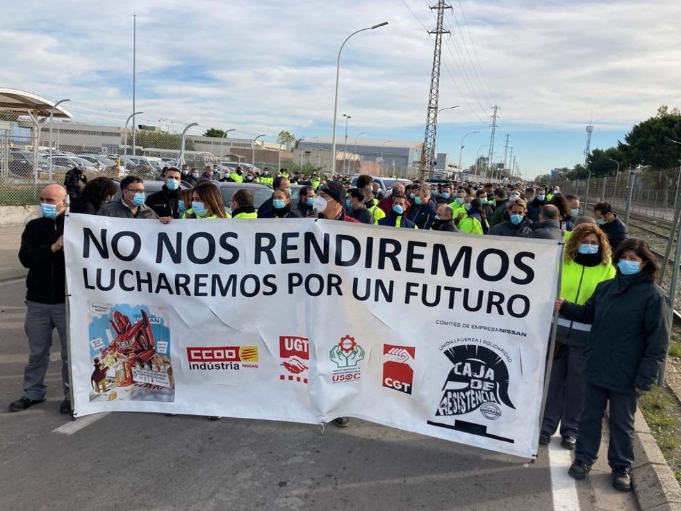 Unos 1.000 trabajadores de Nissan se manifiestan este miércoles en la Zona Franca de Barcelona