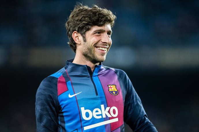 20 Sergi Roberto of FC Barcelona looks on during the spanish league, La Liga, football match played between FC Barcelona and RCD Espanyol at Camp Nou stadium on November 20, 2021, in Barcelona, Spain.