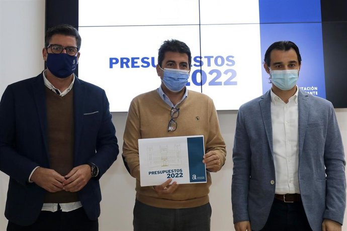 Gutiérrez, Mazón y Dolón presentan el presupuesto de Diputación para 2022