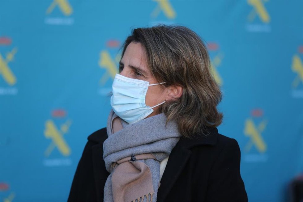 La vicepresidenta tercera y ministra para la Transición Ecológica y el Reto Demográfico, Teresa Ribera, durante la presentación de los proyectos del Ministerio del Interior incluidos en el Plan Nacional de Recuperación, Transformación y Resiliencia, en 