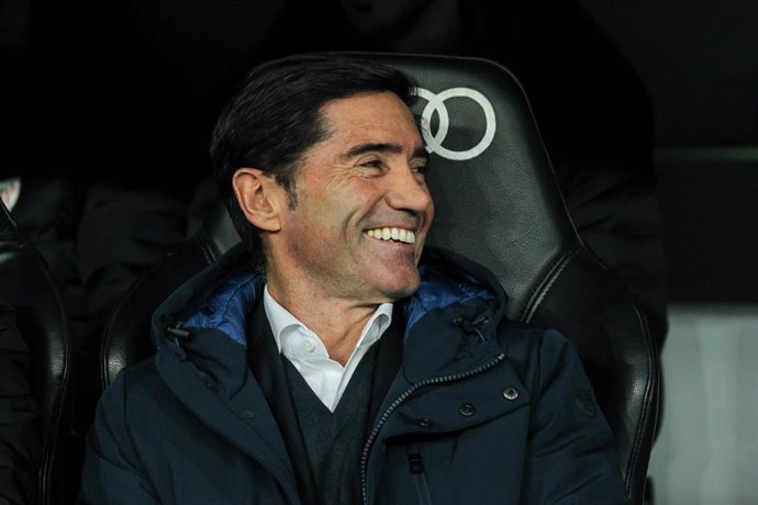 Marcelino Garcia Toral, head coach of Athletic de Bilbao smiles during La liga football match played between Real Madrid and Athletic de Bilbao at Santiago Bernabeu stadium on December 1, 2021, in Madrid, Spain.