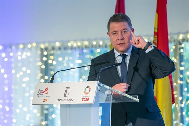 El presidente de C-LM, Emiliano García-Page, en un acto sobre sostenibilidad en Toledo.