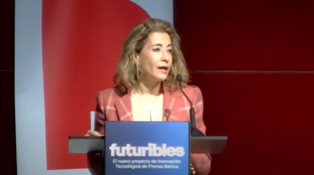La ministra de Transportes, Movilidad y Agenda Urbana, Raquel Sánchez, en el acto 'futuribles'