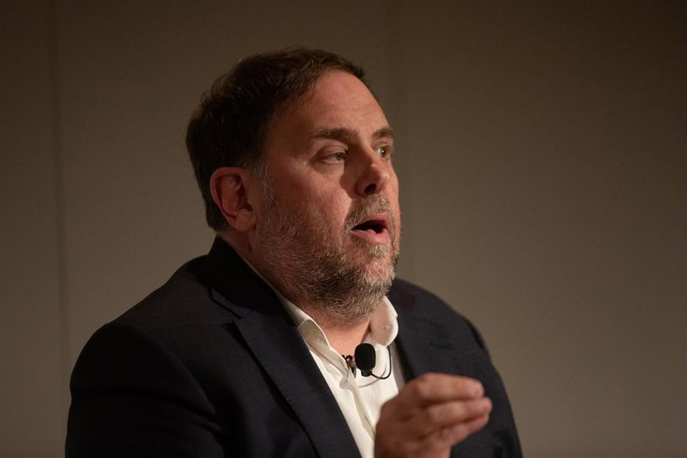 El líder de ERC, Oriol Junqueras, participa en una mesa redonda sobre La infrafinanciación de Catalunya, en el Palau Robert. ARCHIVO.