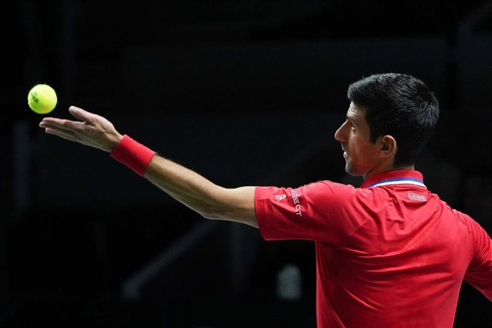 El tenista serbio Novak Djokovic durante un partido de las Finales de la Copa Davis 2021