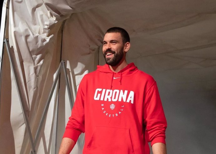 El presidente y nuevo jugador del Bsquet Girona, Marc Gasol, en el día de su presentación