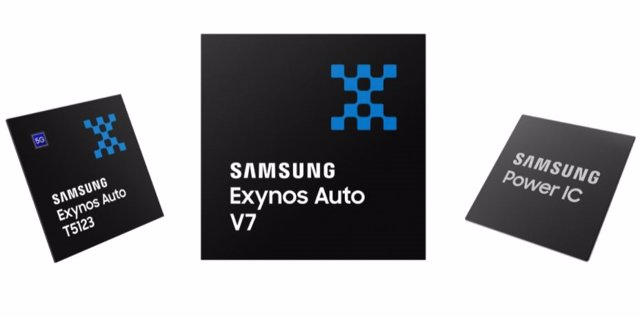 Los tres nuevos chips que Samsung ha desarrollado para automóviles.