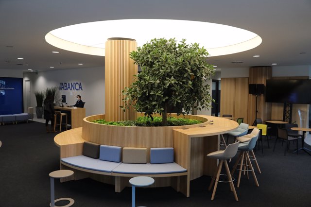 La nueva oficina cuenta con un espacio central abierto y polivalente, denominado 'espacio Raíces'