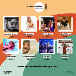 Cartell amb les primeres confirmacions del Summerfest Cerdanya 2022