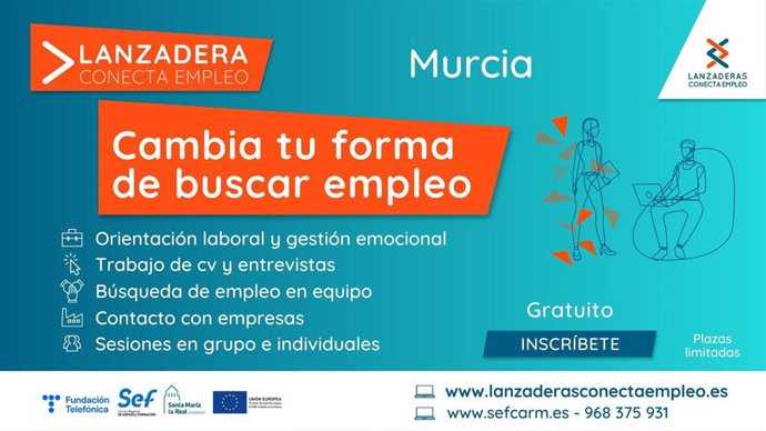 Cartel de la convocatoria de la 'Lanzadera Conecta Empleo'  de Murcia