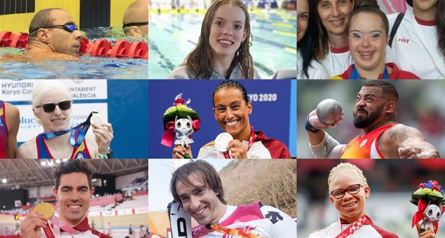 De arriba abajo y de izquierda a derecha: Xavi Torres, Marta Fernández, Sara Marín, Susana Rodríguez, Teresa Perales, Kim López, Alfonso Cabello, Jon Santacana y Adiaratou Iglesias