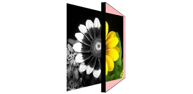 Esquema de la conversión de luz infrarroja en visible