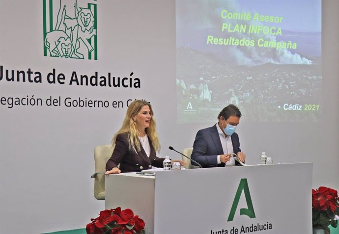 La delegada de la Junta de Andalucía en Cádiz, Ana Mestre, durante el Comité Asesor Provincial del Plan Infoca.