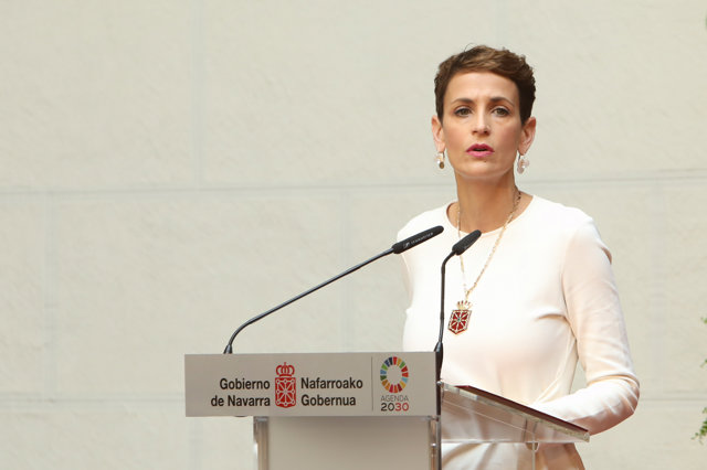 María Chivite interviene en el acto de entrega de la Medalla de Oro de Navarra 2021 a Osasuna