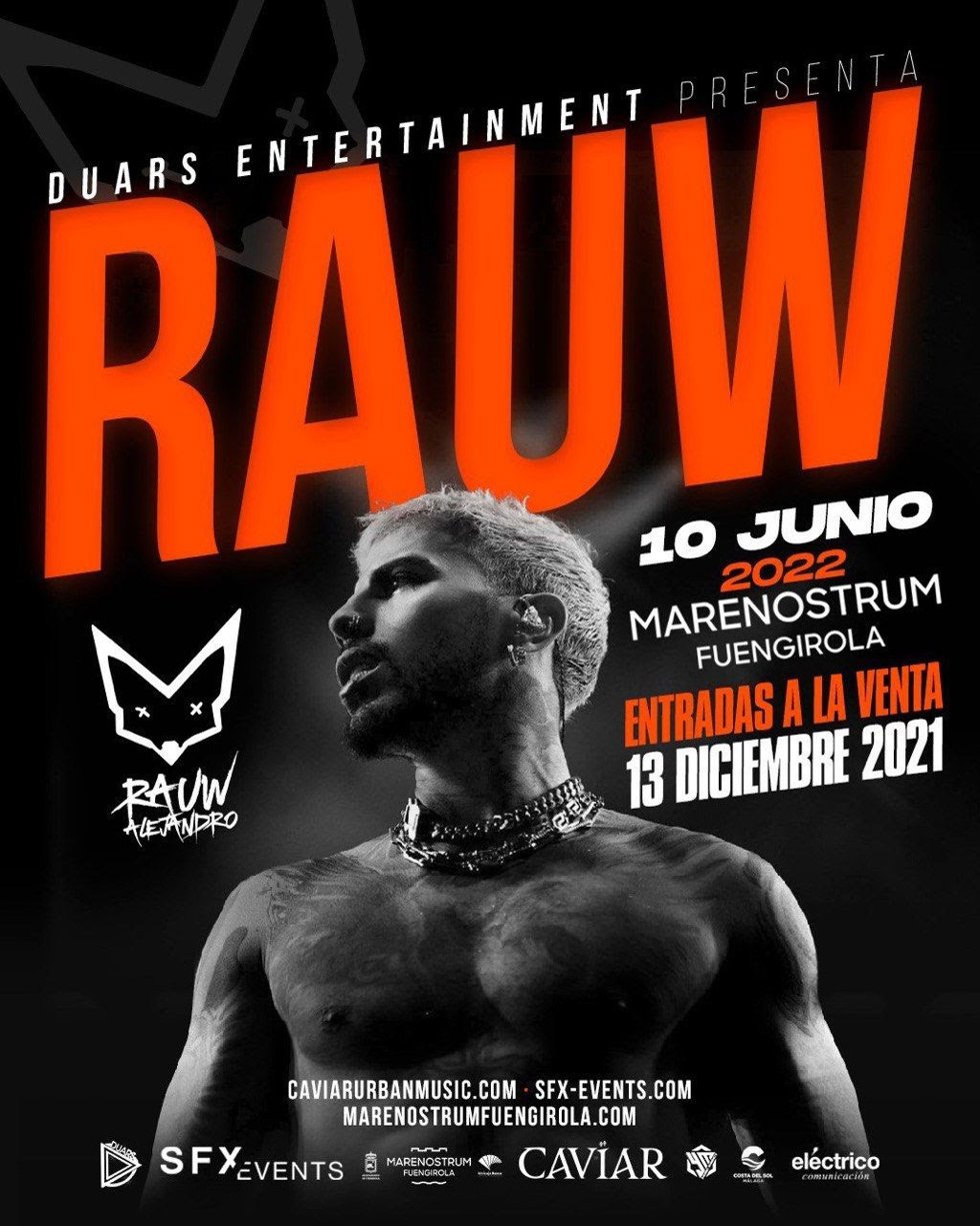 Rauw Alejandro elige Marenostrum Fuengirola el 10 de junio como fecha exclusiva en Andalucía de su gira mundial