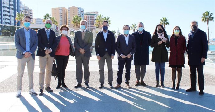 Los socialistas Daniel Perez, Ignacio Lopez y Jose Luis Ruiz Espejo en rueda de prensa en Malaga