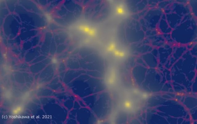 Investigadores dirigidos por la Universidad de Tsukuba llevaron a cabo simulaciones de la formación de estructuras a gran escala en el Universo que reproducen con precisión la dinámica de partículas fantasmales llamadas neutrinos que quedaron del Big Bang